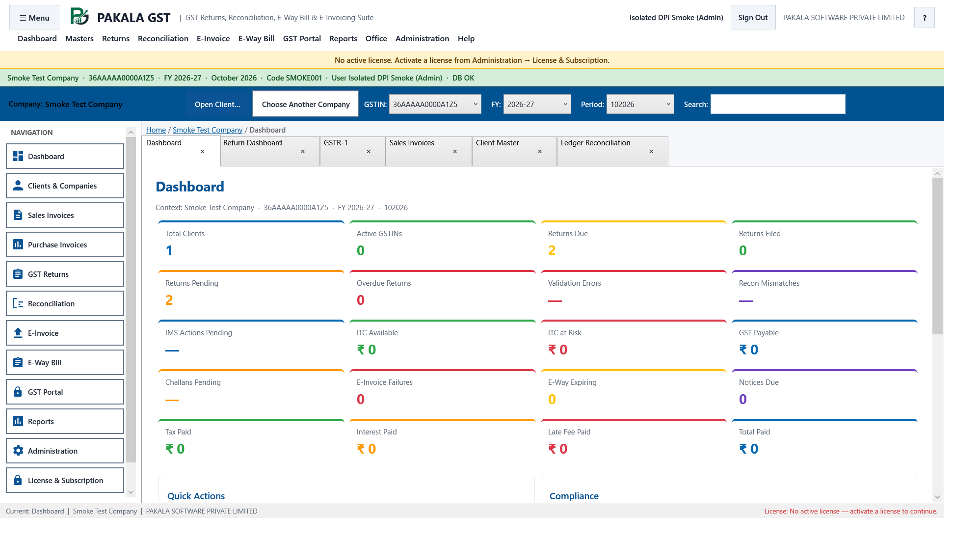 Software Dashboard
