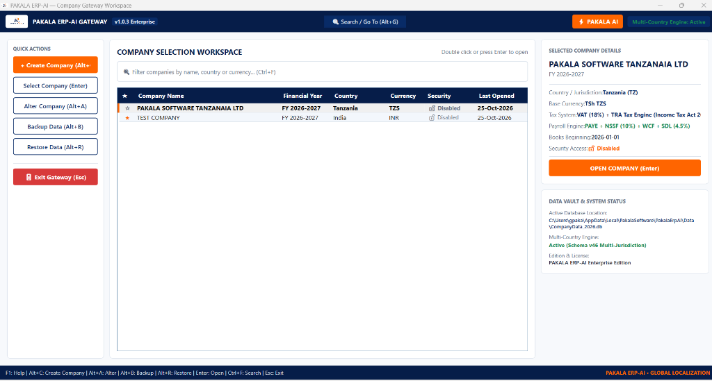 PAKALA ERP-AI Company Gateway Workspace