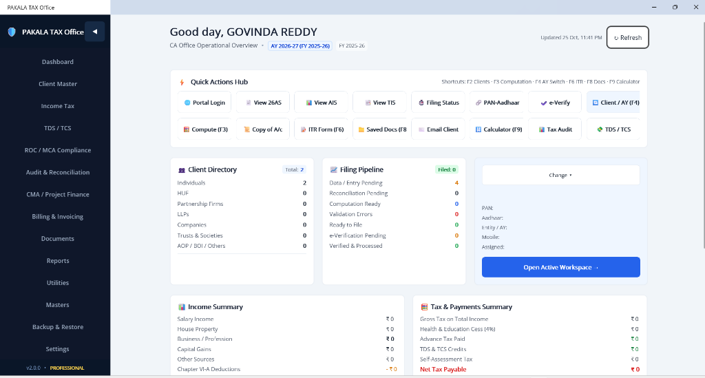 PAKALA TAX OFFICE Dashboard